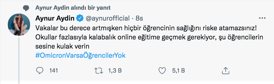 aynur aydin online egitime donulmesini istedi